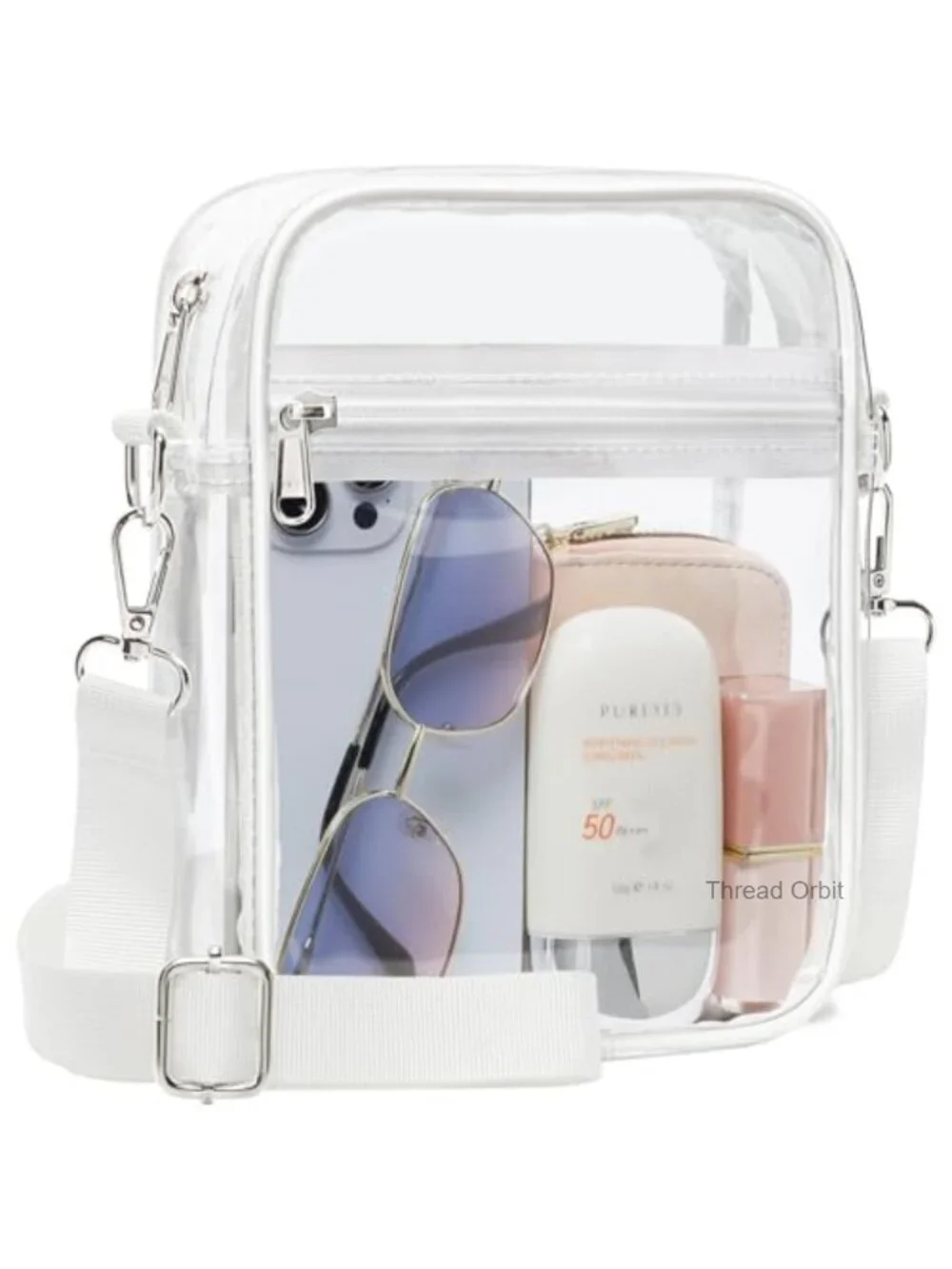 Clear Crossbody Bag Stadium Approved PVC Adjustable Strap